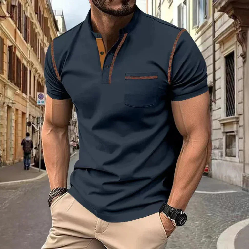 Momount Uomo Polo – Collo alla Coreana Profili a Contrasto Taschino