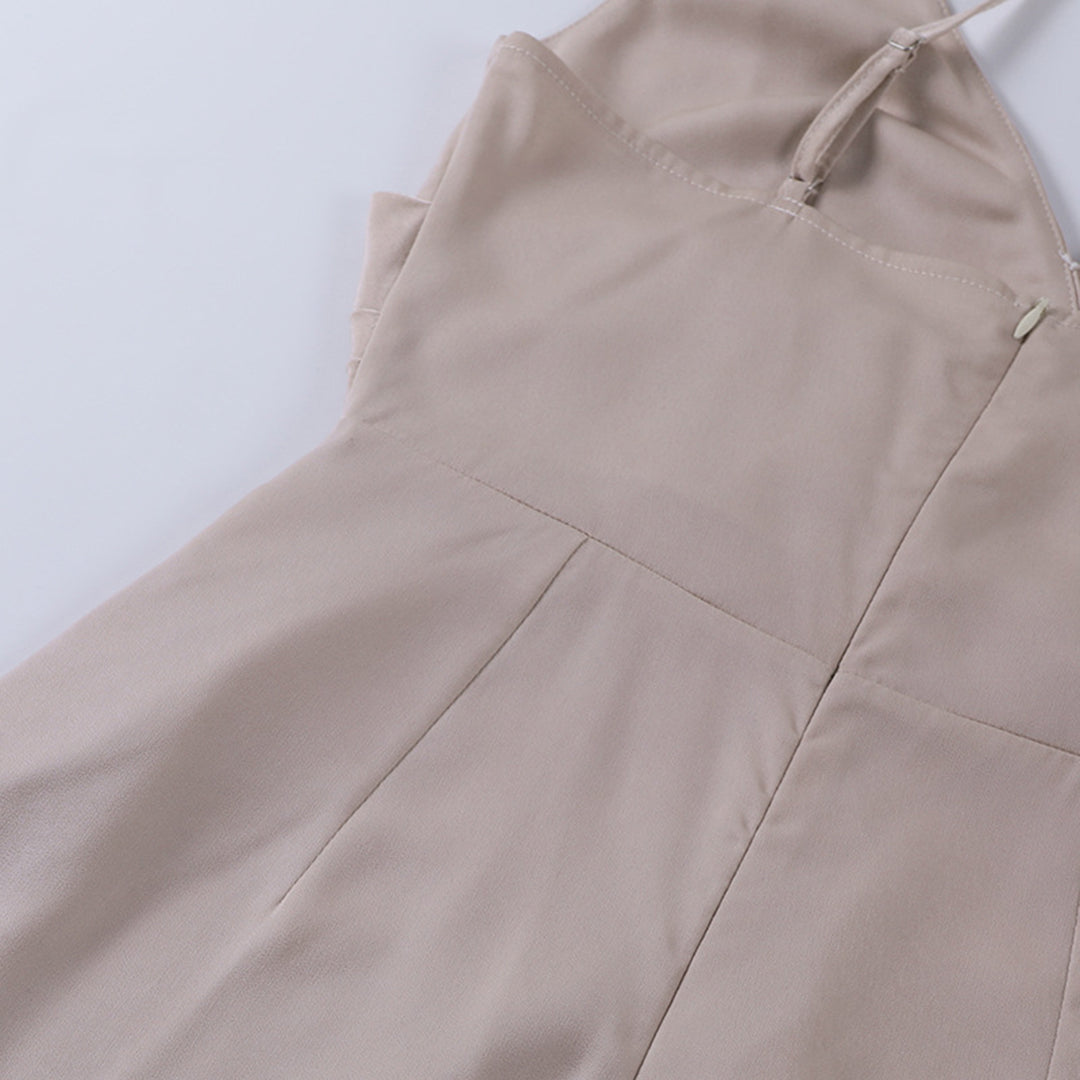 Momount Donna Abito Maxi a Portafoglio Estivo – Raso Scollo a V Elegante