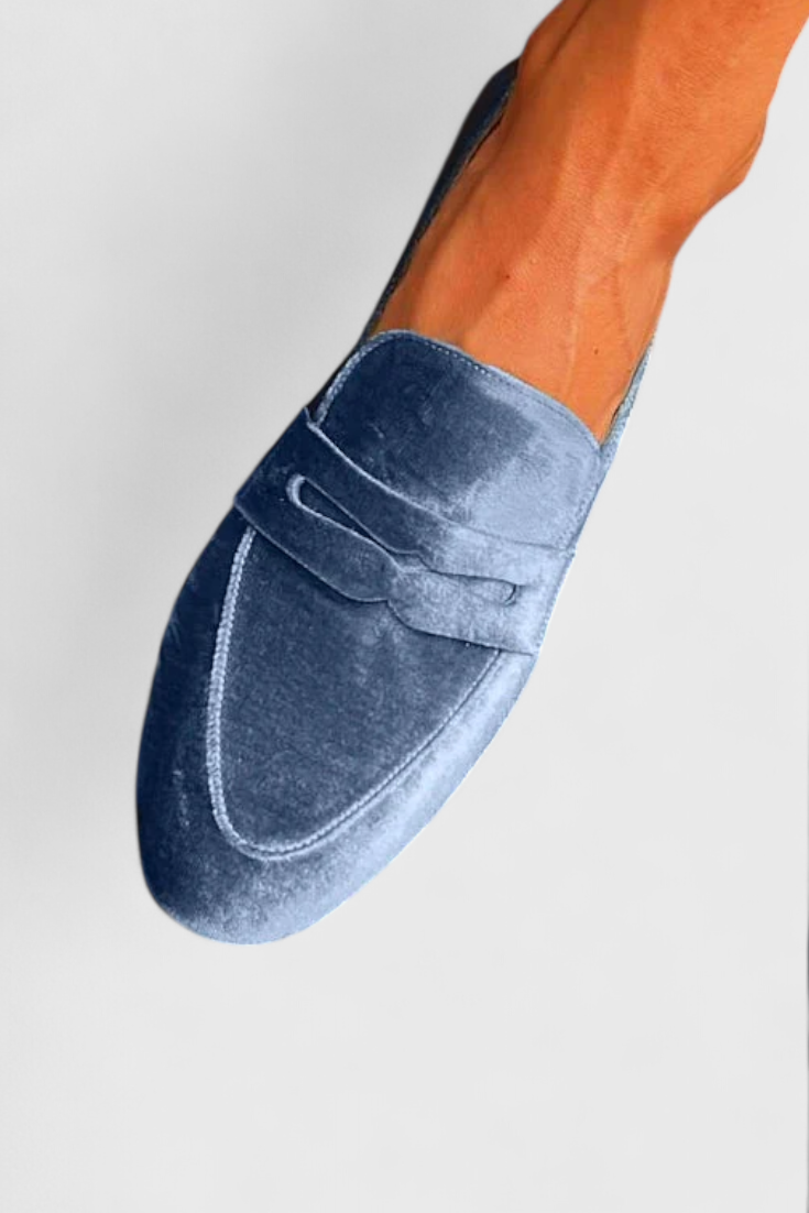 Momount Donna Mocassini in Velluto – Fascetta Penny Slip-On Punta Tonda Soffici Morbidi