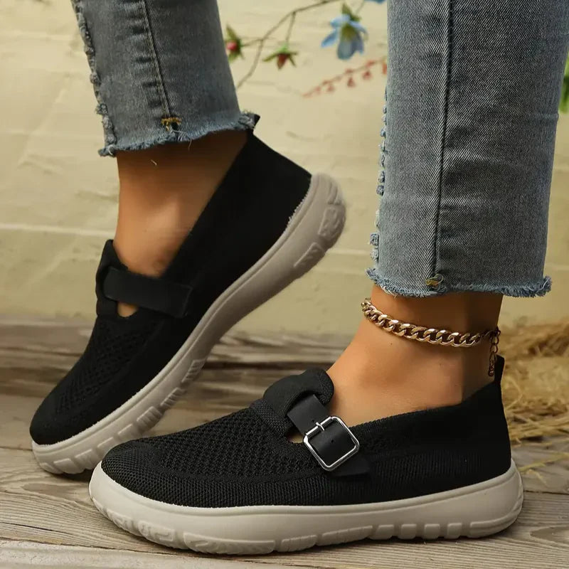 Momount Donna Sneakers Slip-On – Mesh Knit Cinturino Fibbia Imbottiti Camminata