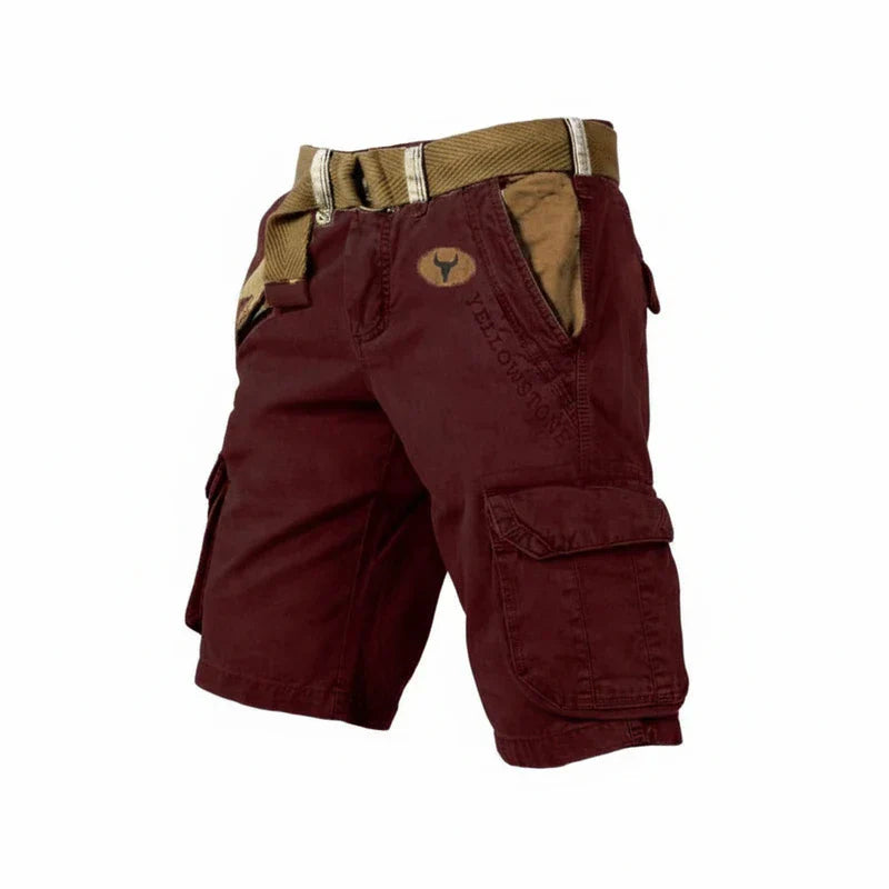 Momount Uomo Pantaloncini Cargo – Cotone Lavato con Cintura Lunghezza al Ginocchio Outdoor