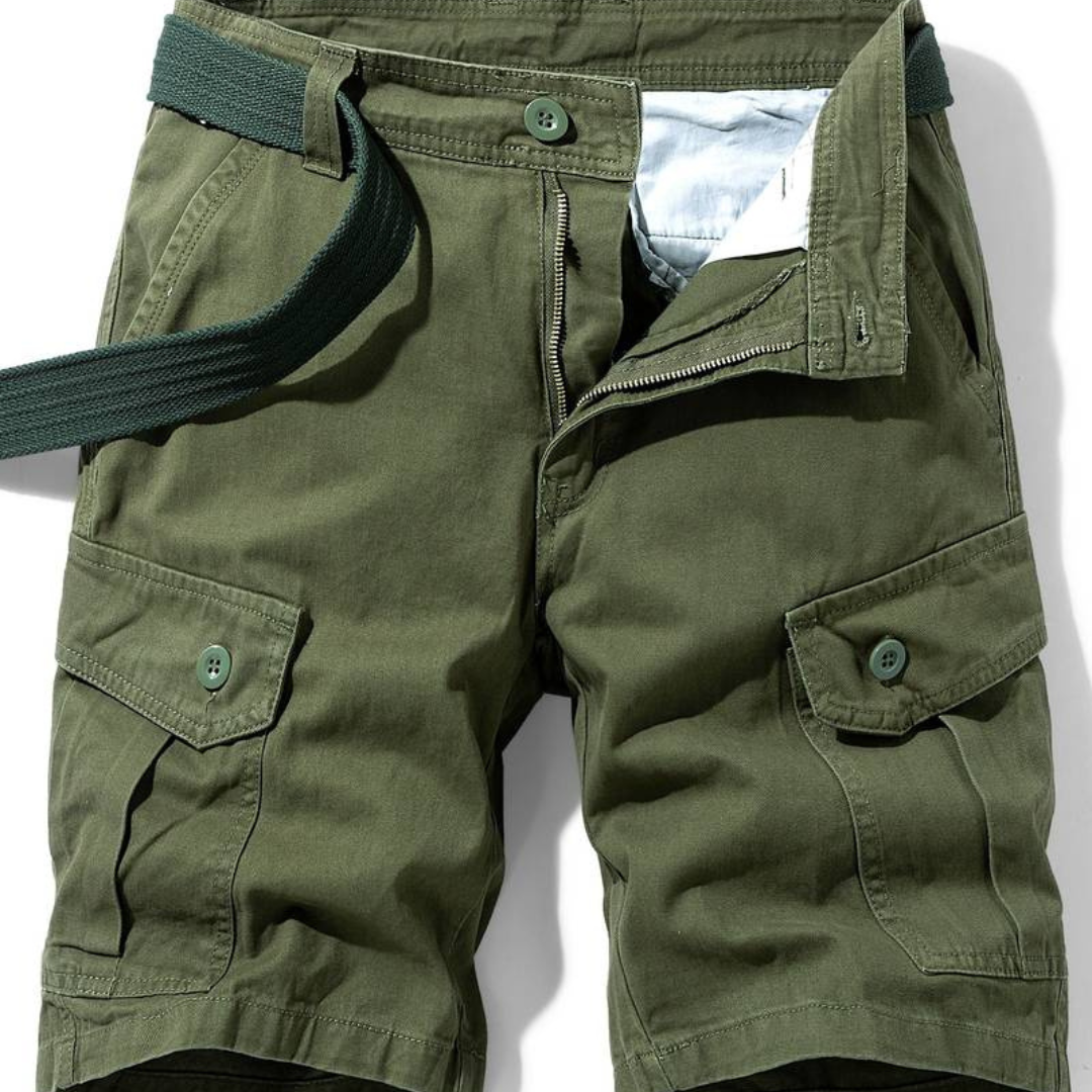 Momount Uomo Pantaloncini Cargo – Cotone Chiusura a Bottoni Tasca con Patta da Lavoro Casual