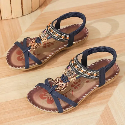 Momount Donna Sandali Slingback – Verde Acqua Boho con Perline e Strass Bassi