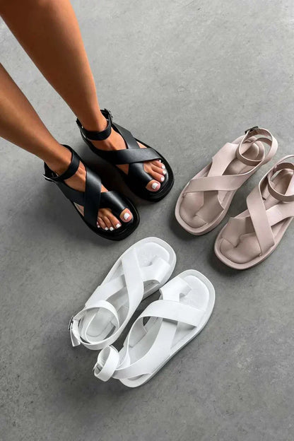 Momount Donna Sandali Gladiatore – Pelle Corallo Plateau Cinturino alla Caviglia