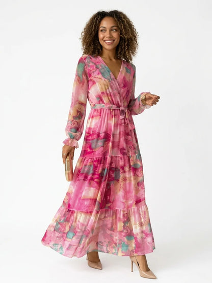 Dajana Floral Wrap Maxi Dress | Bold Print, Waist-Defining - main - 3/4
