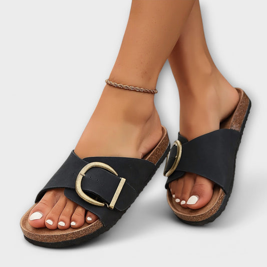 Momount Donna Sandali con Plateau – Suola in Sughero Cinturino con Fibbia Comodi Punta Aperta Casual Estivi