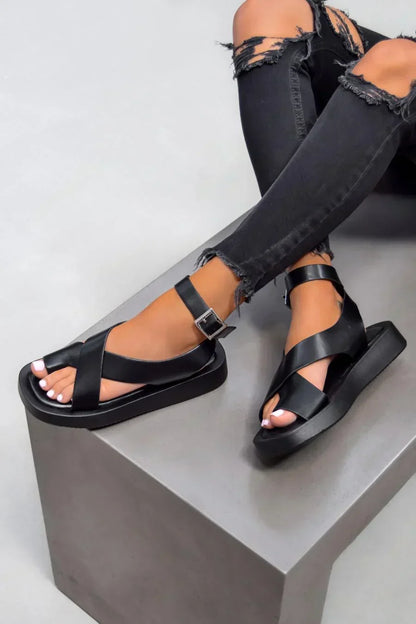 Momount Donna Sandali Gladiatore – Pelle Corallo Plateau Cinturino alla Caviglia