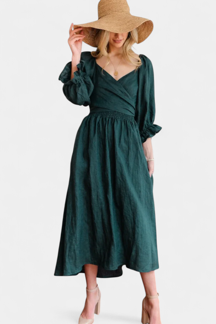 Momount Donna Vestito Midi Estivo – Cut Out Maniche a Sbuffo a Trapezio Fluido da Spiaggia