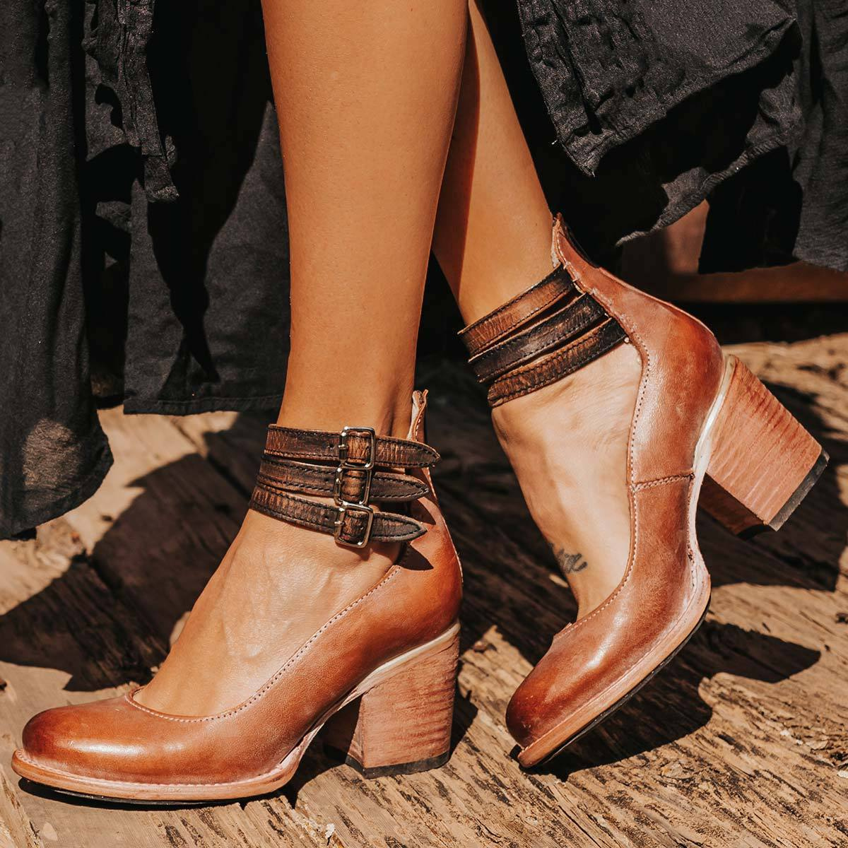 Momount Donna Stivali – Western Pelle Fibbia Tacco Largo