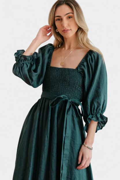 Momount Donna Vestito Midi Estivo – Cut Out Maniche a Sbuffo a Trapezio Fluido da Spiaggia