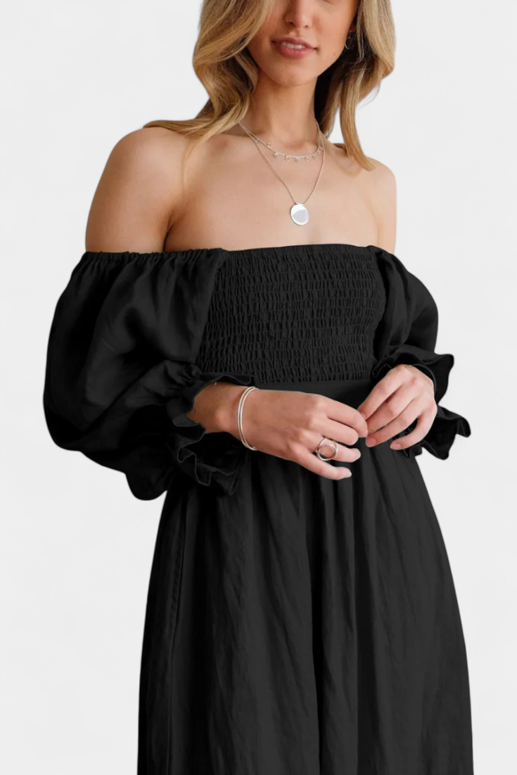 Momount Donna Vestito Midi Estivo – Cut Out Maniche a Sbuffo a Trapezio Fluido da Spiaggia