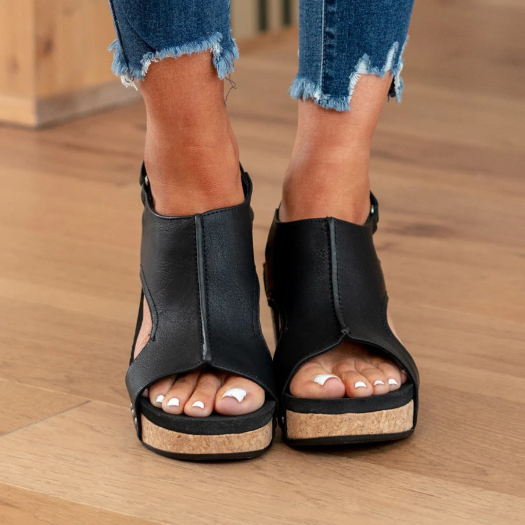 Momount Donna Sandali con Zeppa – Comfort Plateau Sughero Casual Estivo Punta Aperta Slip On
