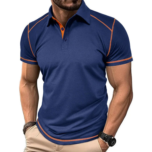 Momount Men Polo Shirt – Contrast Stitching Athletic Fit Short Sleeve