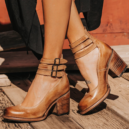 Momount Donna Stivali – Western Pelle Fibbia Tacco Largo