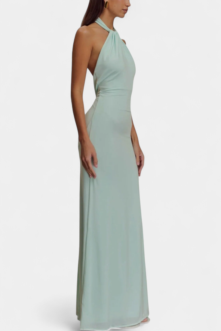 Momount Donna Abito Aderente Maxi – Scollo all'Americana Senza Maniche Elegante da Sera