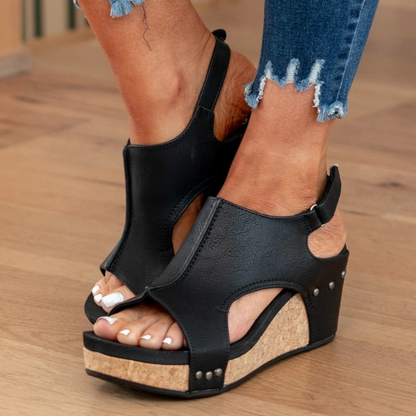 Momount Donna Sandali con Zeppa – Comfort Plateau Sughero Casual Estivo Punta Aperta Slip On