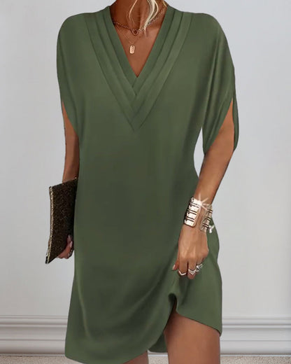 Momount Donna Abito Midi a Portafoglio – Verde Salvia Scollo a V Cocktail Sera M