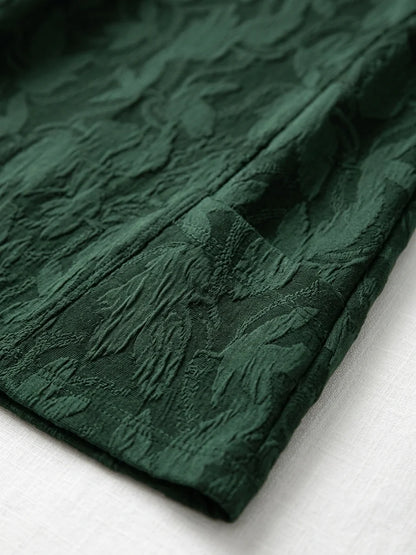 Wren Winter Midi Dress | Long Sleeve, Pockets, Printed - Green - detail