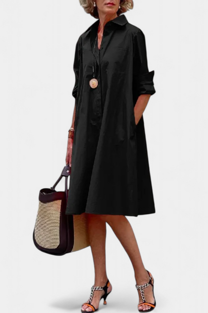 Momount Donna Abito Camicia Midi – Vestibilità Morbida Estivo