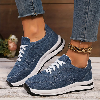 Momount Donna Sneakers da Camminata – Tela Plateau Stringate