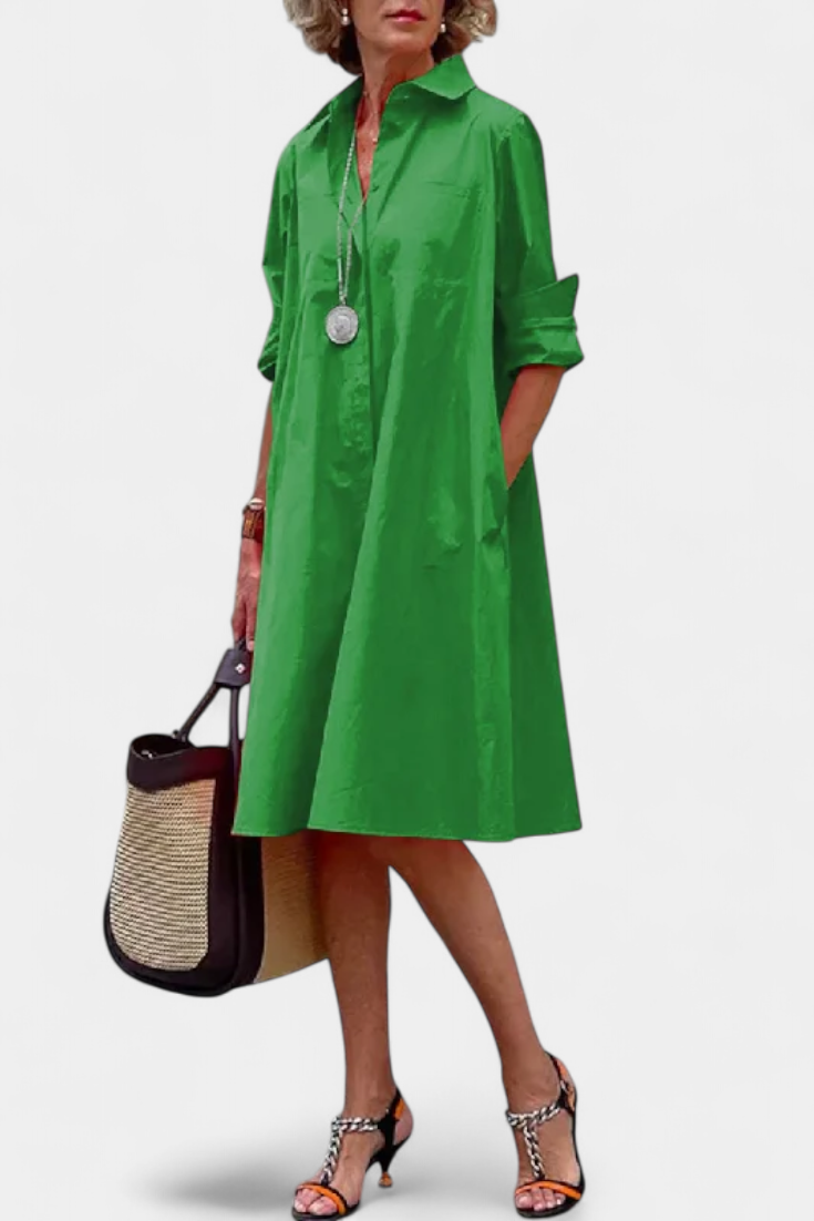 Momount Donna Abito Camicia Midi – Vestibilità Morbida Estivo