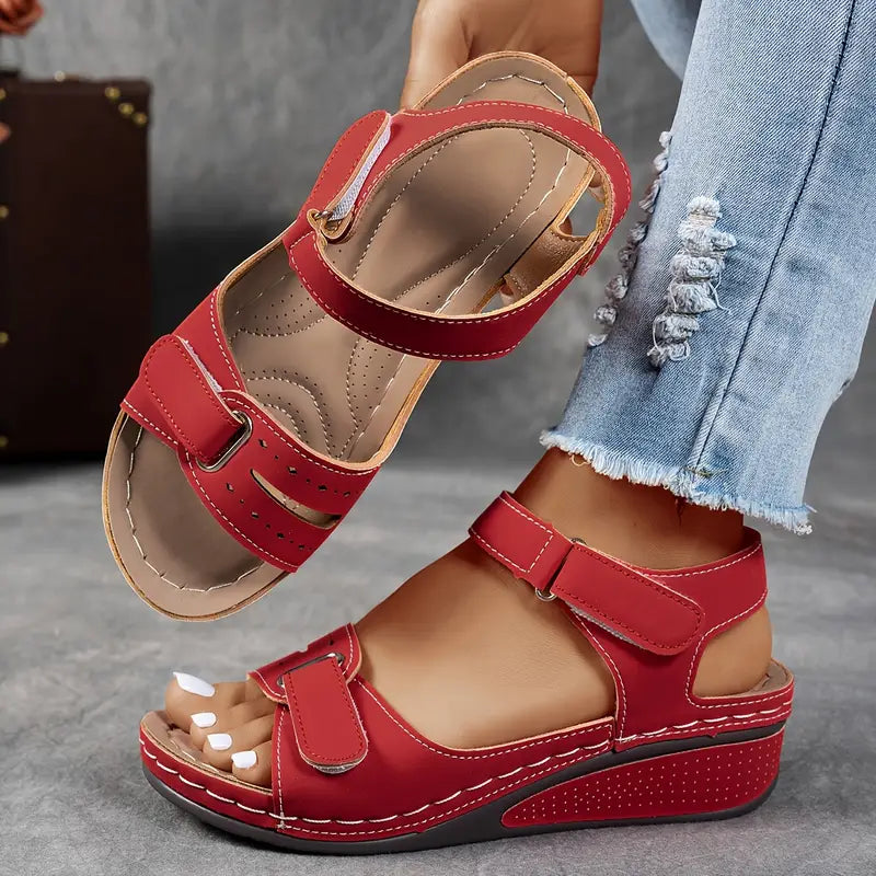 Momount Donna Sandali con Zeppa – Comfort Cinturino Velcro Plateau Casual Estivo Imbottiti