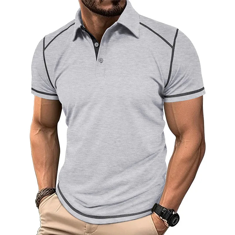 Momount Uomo Polo – Cuciture a Contrasto Vestibilità Athletic Manica Corta