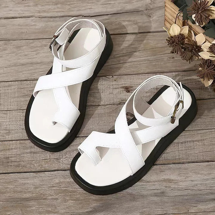 Momount Donna Sandali Gladiatore – Pelle Corallo Plateau Cinturino alla Caviglia