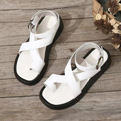 Momount Donna Sandali Gladiatore – Pelle Corallo Plateau Cinturino alla Caviglia