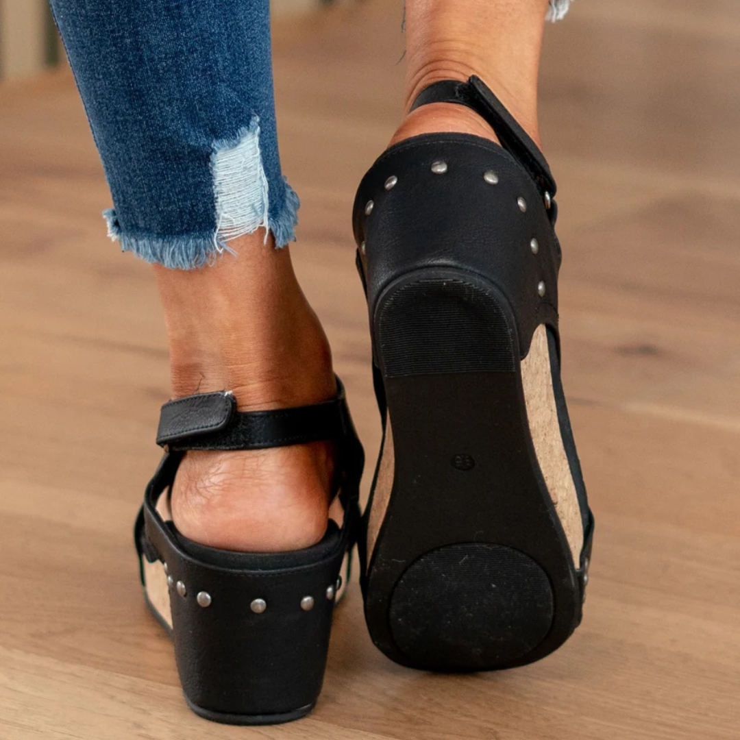 Momount Donna Sandali con Zeppa – Comfort Plateau Sughero Casual Estivo Punta Aperta Slip On