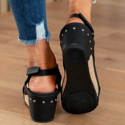 Momount Donna Sandali con Zeppa – Comfort Plateau Sughero Casual Estivo Punta Aperta Slip On