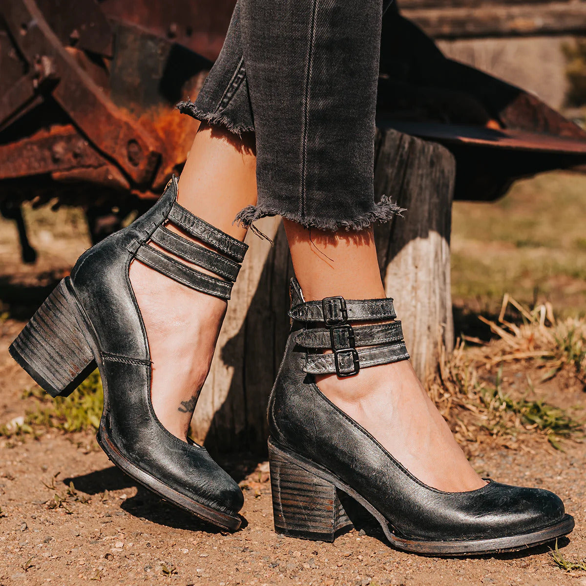 Momount Donna Stivali – Western Pelle Fibbia Tacco Largo