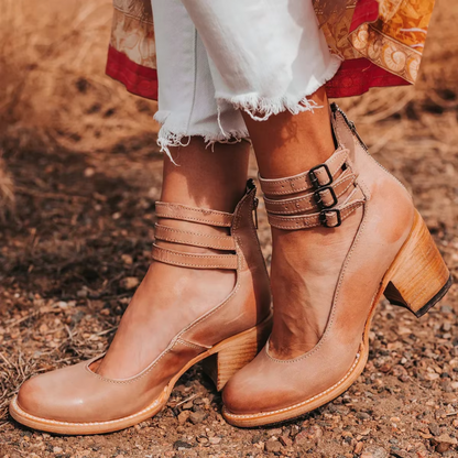 Momount Donna Stivali – Western Pelle Fibbia Tacco Largo