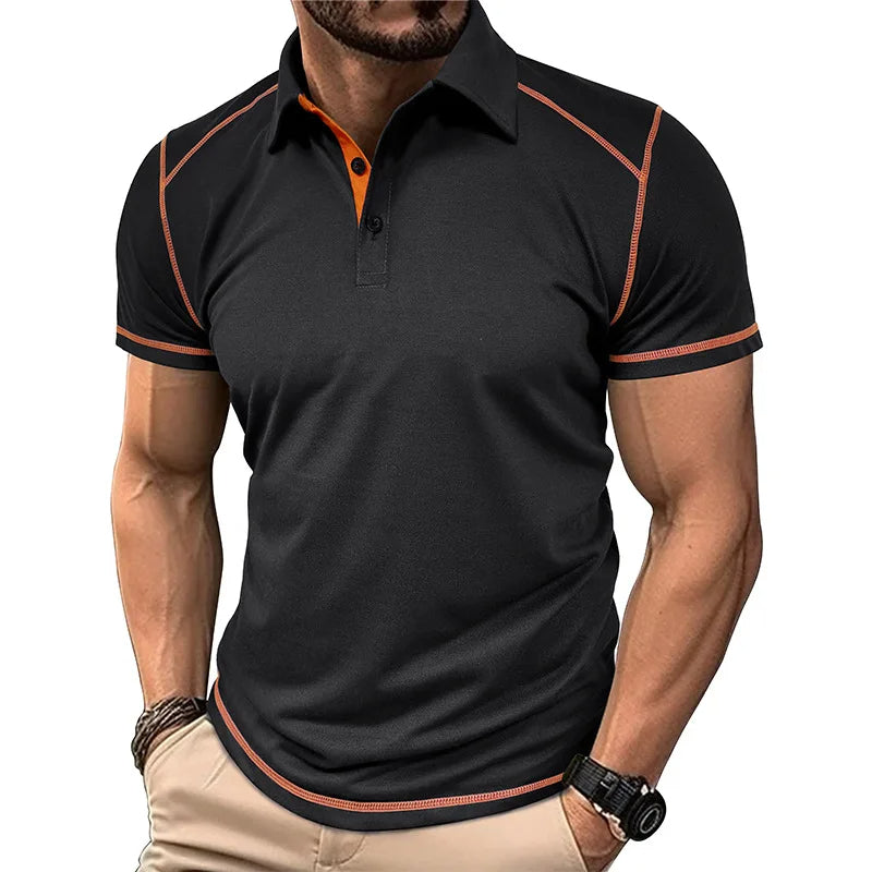 Momount Uomo Polo – Cuciture a Contrasto Vestibilità Athletic Manica Corta