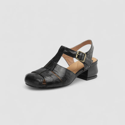 Momount Donna Sandali – Vintage Pelle Fibbia Tacco Largo