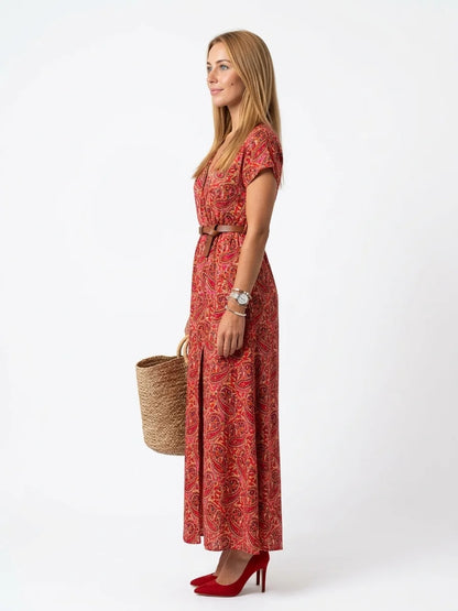 Carmen Boho Summer Mini Dress | Bohemian, Refined, Feminine - Red - side