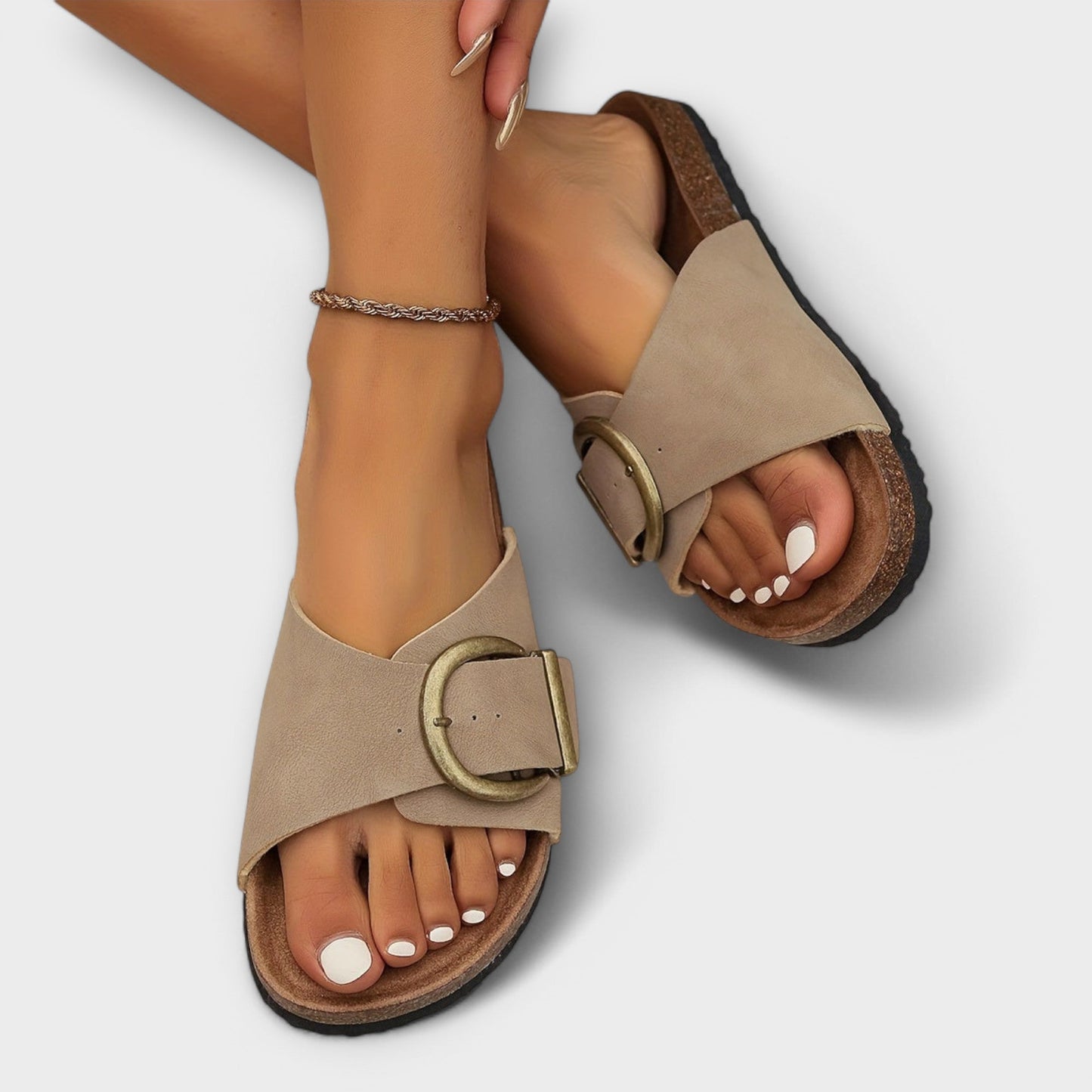 Momount Donna Sandali con Plateau – Suola in Sughero Cinturino con Fibbia Comodi Punta Aperta Casual Estivi