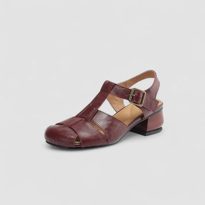 Momount Donna Sandali – Vintage Pelle Fibbia Tacco Largo
