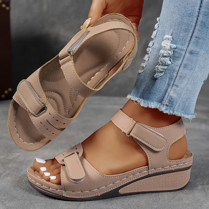 Momount Donna Sandali con Zeppa – Comfort Cinturino Velcro Plateau Casual Estivo Imbottiti