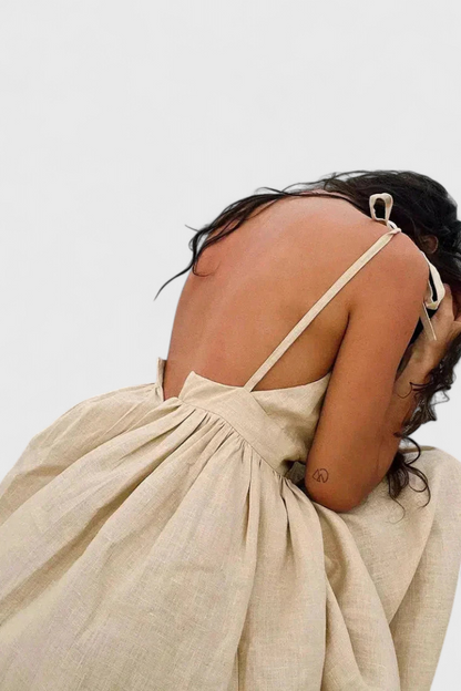 Momount Donna Vestito Midi Estivo – Cinturini Annodati alla Spalla a Trapezio Fluido da Spiaggia