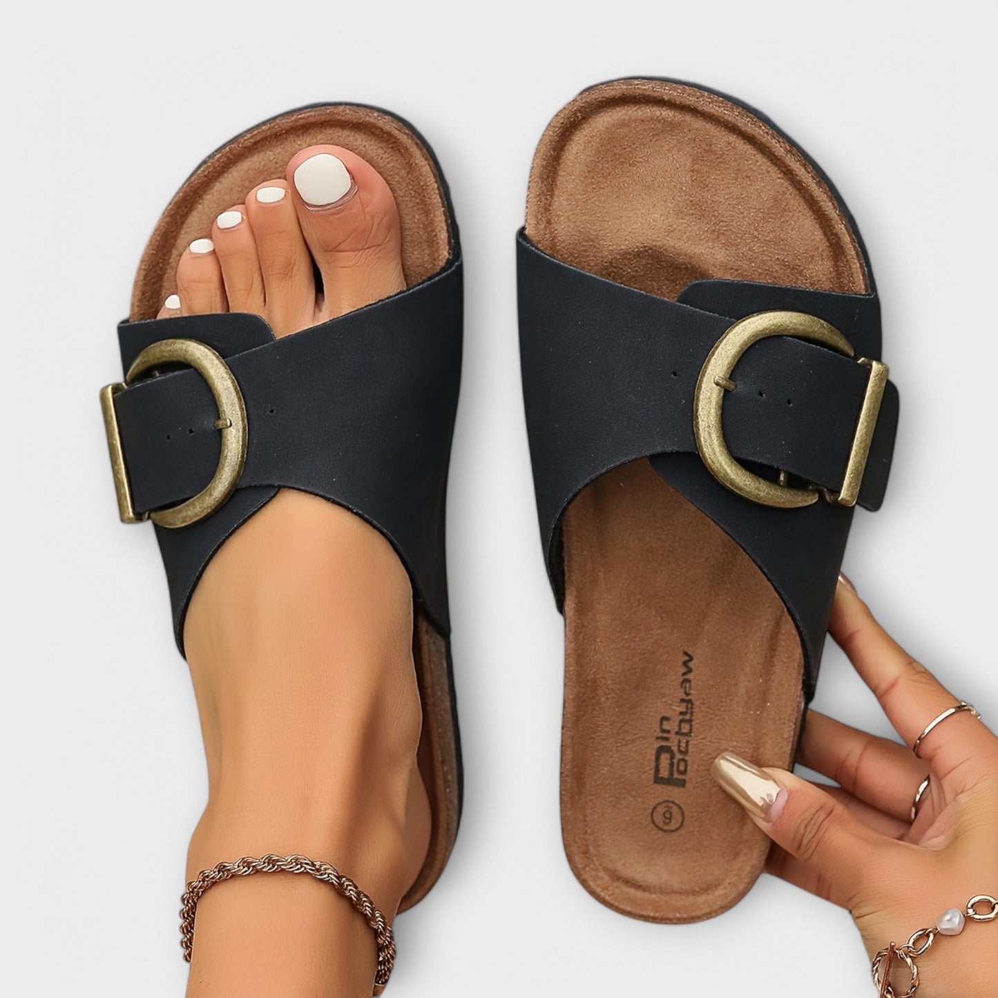 Momount Donna Sandali con Plateau – Suola in Sughero Cinturino con Fibbia Comodi Punta Aperta Casual Estivi