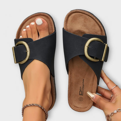 Momount Donna Sandali con Plateau – Suola in Sughero Cinturino con Fibbia Comodi Punta Aperta Casual Estivi