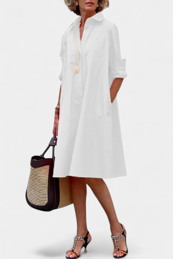 Momount Donna Abito Camicia Midi – Vestibilità Morbida Estivo
