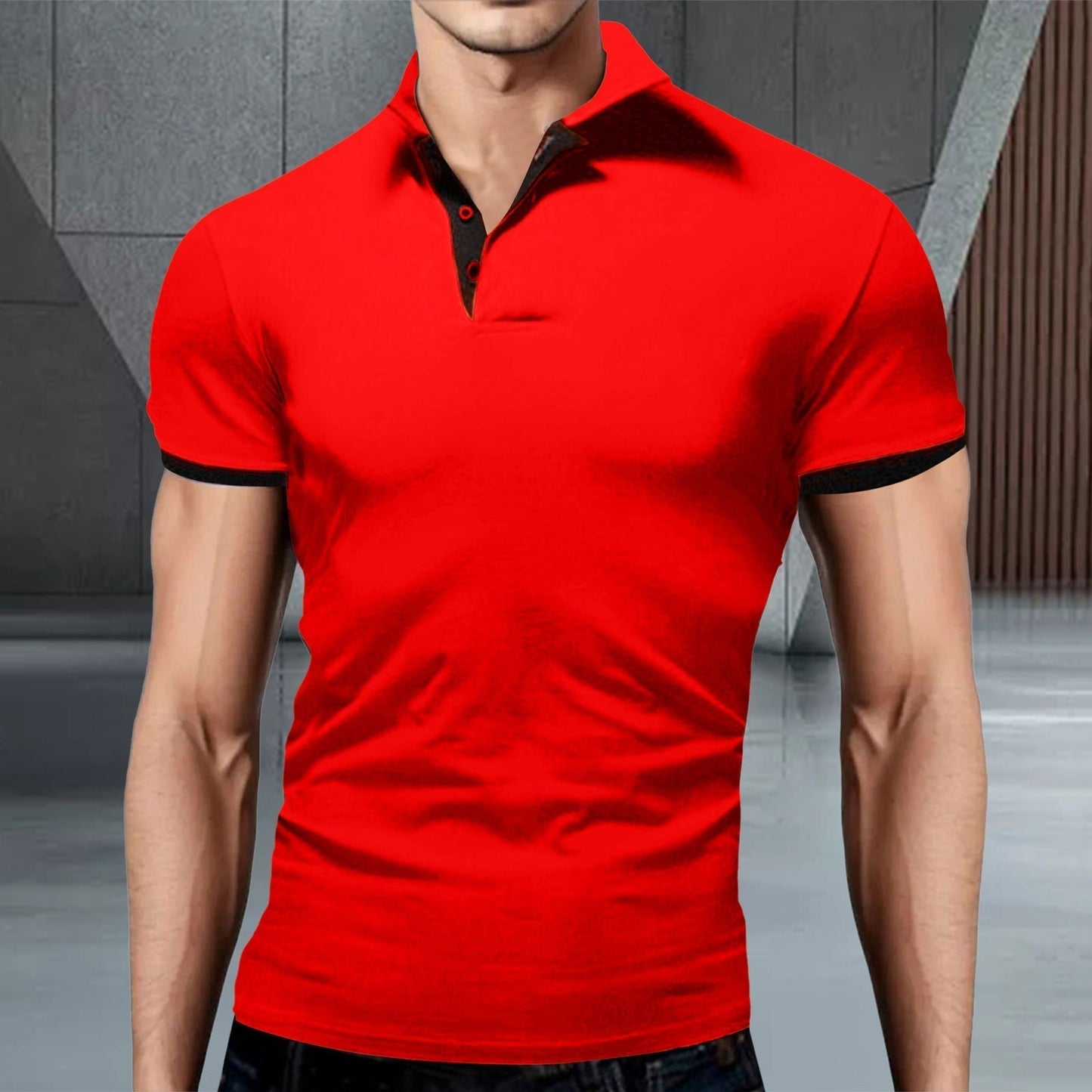 Momount Uomo Polo – Collo alla Coreana Profili a Contrasto Vestibilità Slim