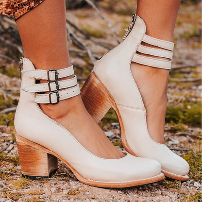 Momount Donna Stivali – Western Pelle Fibbia Tacco Largo