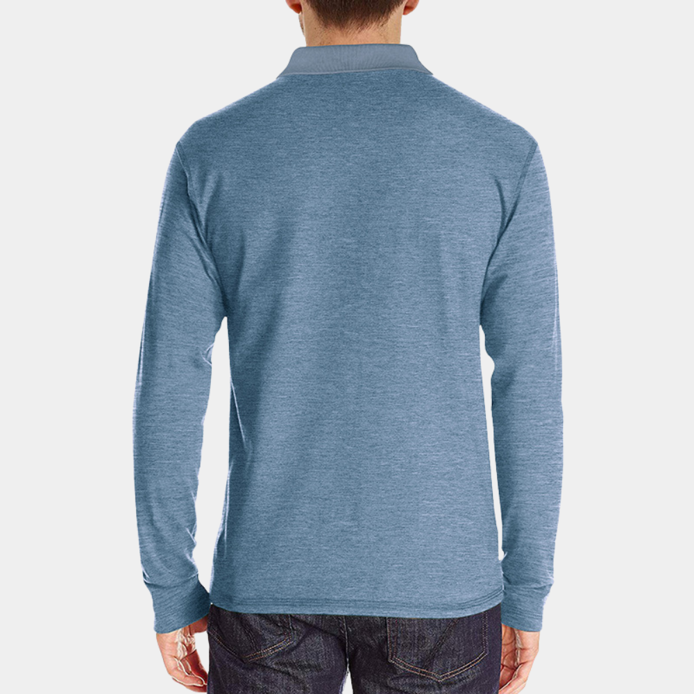 Momount Uomo Polo Manica Lunga – Colletto a Contrasto Taschino Vestibilità Classica