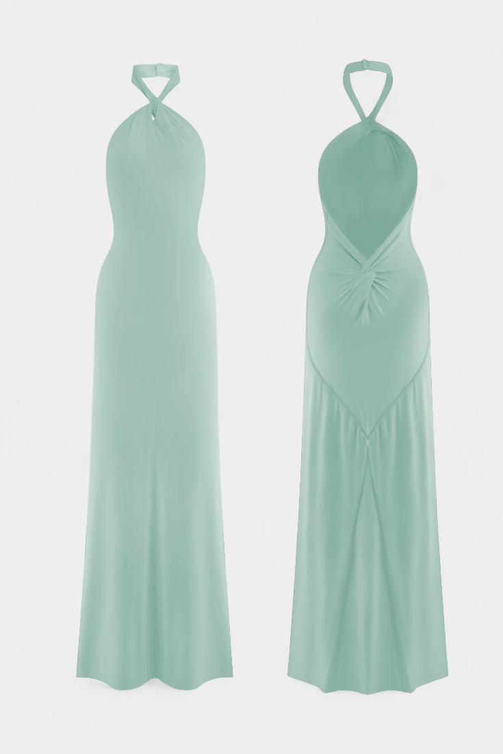 Momount Donna Abito Aderente Maxi – Scollo all'Americana Senza Maniche Elegante da Sera