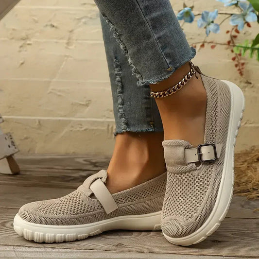Momount Donna Sneakers Slip-On – Mesh Knit Cinturino Fibbia Imbottiti Camminata