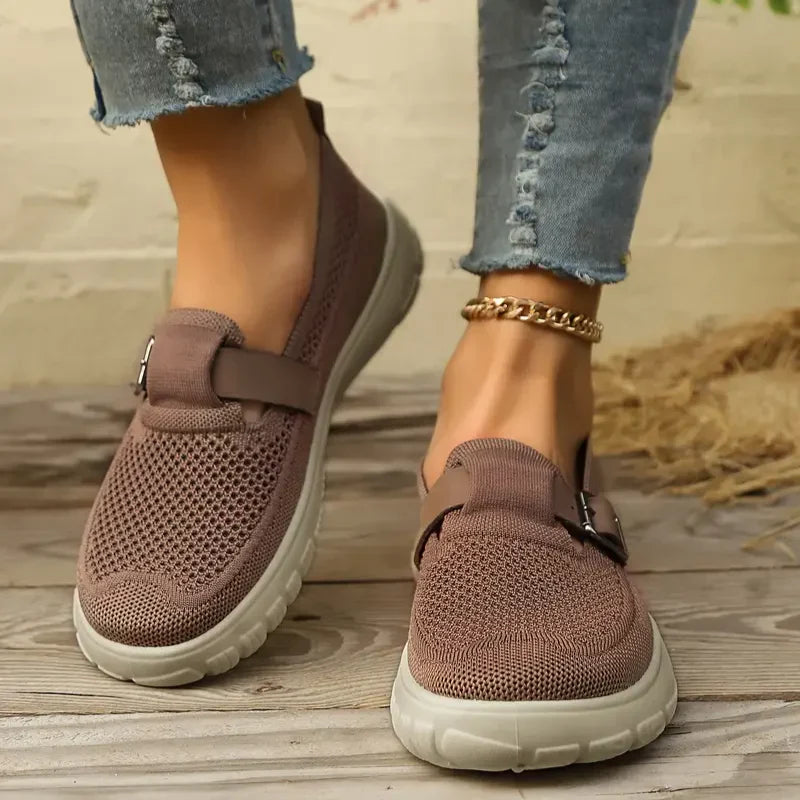 Momount Donna Sneakers Slip-On – Mesh Knit Cinturino Fibbia Imbottiti Camminata