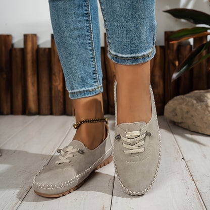 Momount Donna Mocassini Mocassino – Camoscio Cuciti a Mano Slip-On Elastico Comfort